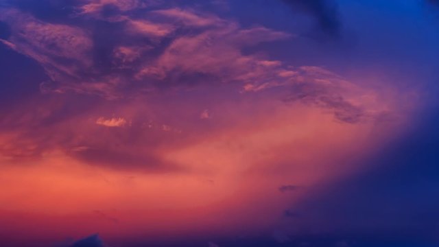Cinemagraph Continuous Loop Animation. Dramatic Panoramic View of a cloudscape during a cloudy and colorful sunset. Taken over Beach Ancon in Trinidad, Cuba.