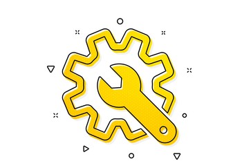 Settings or editing sign. Customisation icon. Repair symbol. Yellow circles pattern. Classic customisation icon. Geometric elements. Vector