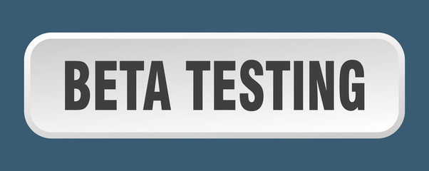 beta testing button. beta testing square 3d push button