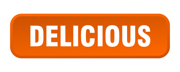 delicious button. delicious square 3d push button