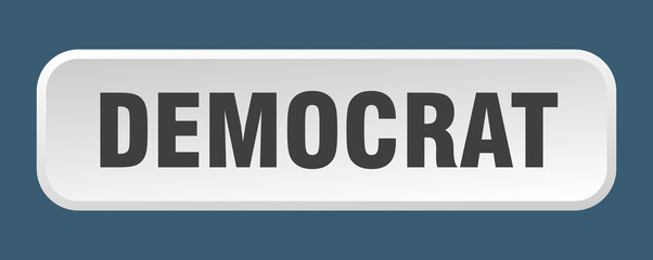democrat button. democrat square 3d push button