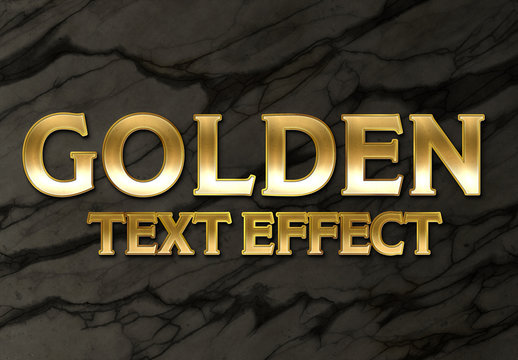 Gold Style Text Effect on Marble Background