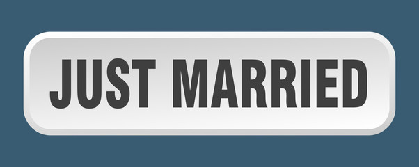 just married button. just married square 3d push button