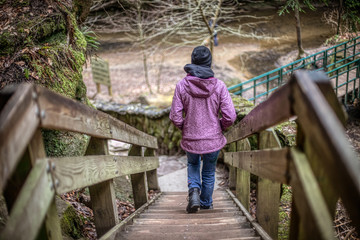 young girl on the bridge