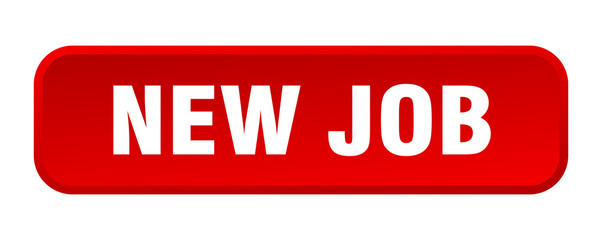 new job button. new job square 3d push button