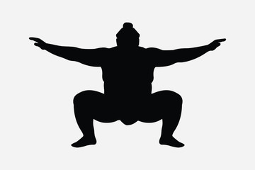 Sumo wrestler. Vector silhouette of Sumo wrestler.
