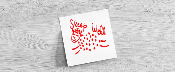 Sleep well post it red