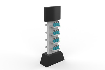 Display stand, retail display stand for product , display stands isolated on white background. 3d illustration