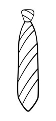 Simple knot necktie with stripes pattern in outline style on white background