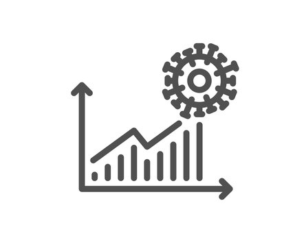 Coronavirus Statistics Line Icon. Covid-19 Confirmed Cases Graph Sign. Corona Virus Pandemic Symbol. Quality Design Element. Editable Stroke. Linear Style Coronavirus Statistics Icon. Vector