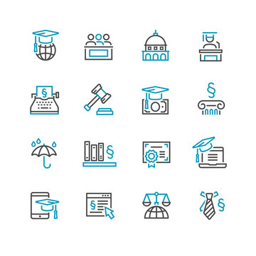 Lawyer and business vector icon set