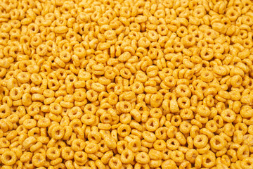 Corn-flakes background and texture. Top view.