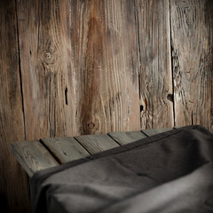 desk of free space and wooden wall background 