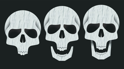 Three Textured Skulls
