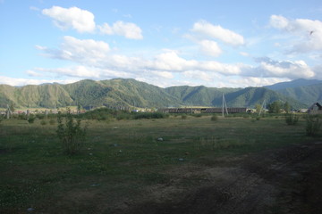 landscape with mountains and clouds