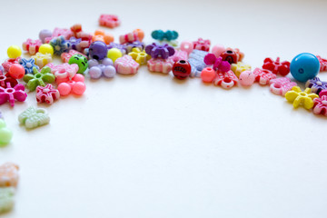 colorful beads on white