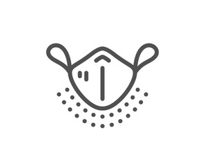 Medical mask line icon. Safety breathing respiratory mask sign. Coronavirus face protection symbol. Quality design element. Editable stroke. Linear style medical respirator icon. Vector