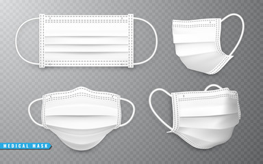Realistic medical face mask. Details 3d medical mask. Vector illustration