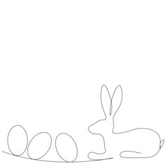 Easter bunny and eggs on white background. Vector illustration	