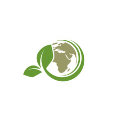 Map Globe with leaf vector