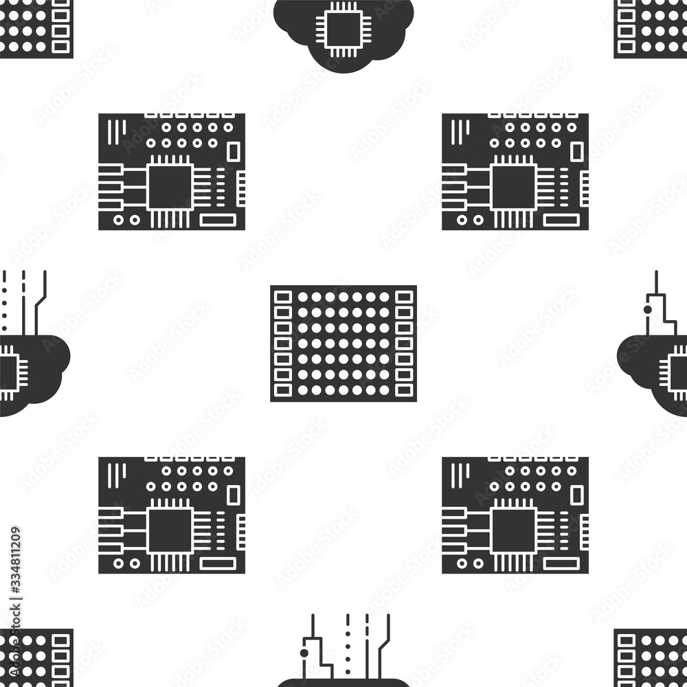 Poster set internet of things, printed circuit board pcb and printed circuit board pcb on seamless pattern.