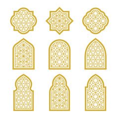 gold arabic ornamental windows set