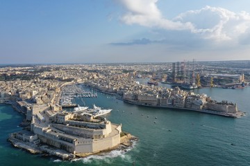 Fototapeta premium Aerial view of the city Valletta in Malta