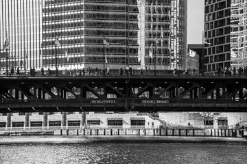 Bridge in Chicago in black and white