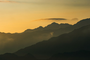 Amazing morning in Georgian village Omalo. Omalo Shatili trek.