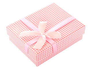 Pink and white checkered gift box