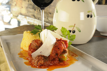 Polenta with snail..