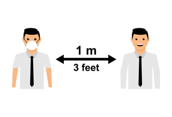 Social distancing icon isolated on white background. Keep distance sign. Coronavirus. Social Distancing and Self Quarantine.