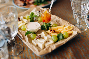 fresh salad with olives and cheese