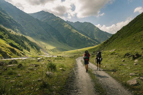 Hiking in Georgian Caucasus mauntains. Omalo Shatili trek.