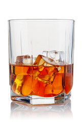 A glass of booze and ice.