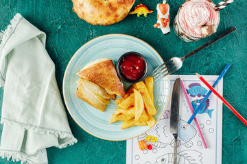 sandwich with cheese and fries from the children's menu.