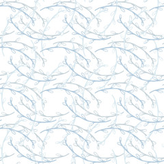 Delicate seamless pattern. Willow pattern in blue hues. Vector willow twigs isolated pattern. Concept for textile, covers, background, greeting card, wallpaper, clothes.