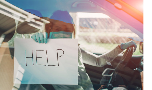 driving a car. Help. COVID-19. Woman mask. Mask. - Powered by Adobe