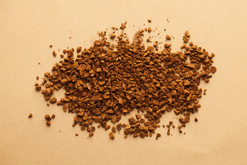 instant black coffee on a brown background. for coffee shops, for cans and coffee packaging.