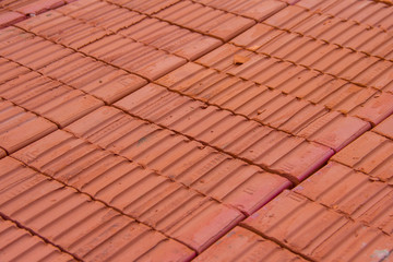 Stack of Red clay brick. Building brick