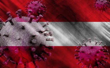 3D illustration, flag of Austria with coronavirus COVID 19