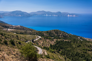 Fototapeta na wymiar The road to Asos village island of Cephalonia