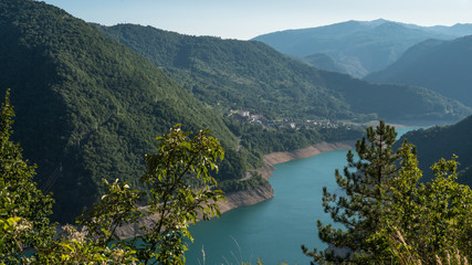 View of Beer Lake in Montenegro on a summer morning