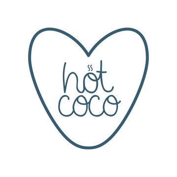 Isolated Heart And Hot Coco Text Line Style Icon Vector Design