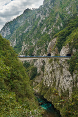 Fototapeta na wymiar Bridge over the gorge in the canyon of the river Tara Montenegro