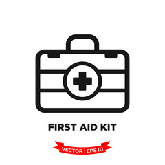 first aid box vector icon, medical kit icon
