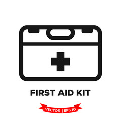 Fototapeta premium first aid box vector icon, medical kit icon