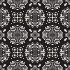 Vector seamless pattern. Modern stylish abstract texture. Repeating geometric circle and star tiles from striped decorative elements.