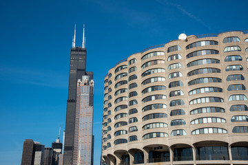 Willis tower behind the 311 South Wacker Drive