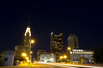 Fototapeta na wymiar Night skyline of downtown columbus Ohio